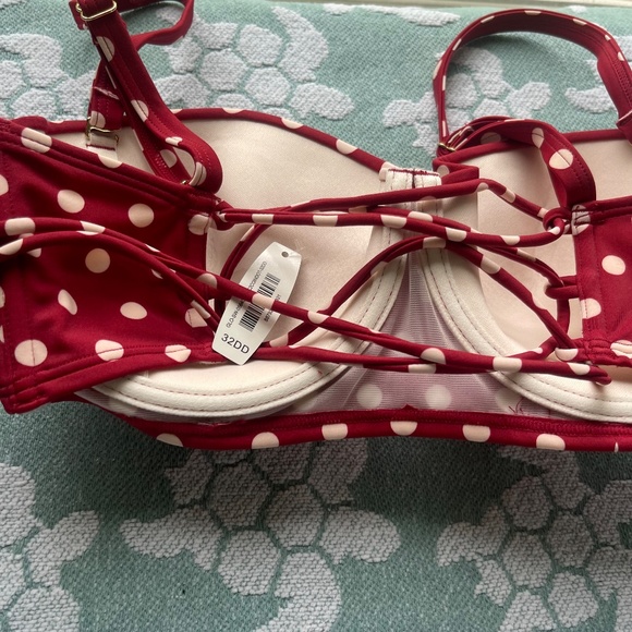 NWT Two Piece Bikini Set Adore me 32DD  Bikini Bra top/ XL White Bikini Bottoms - Picture 8 of 13